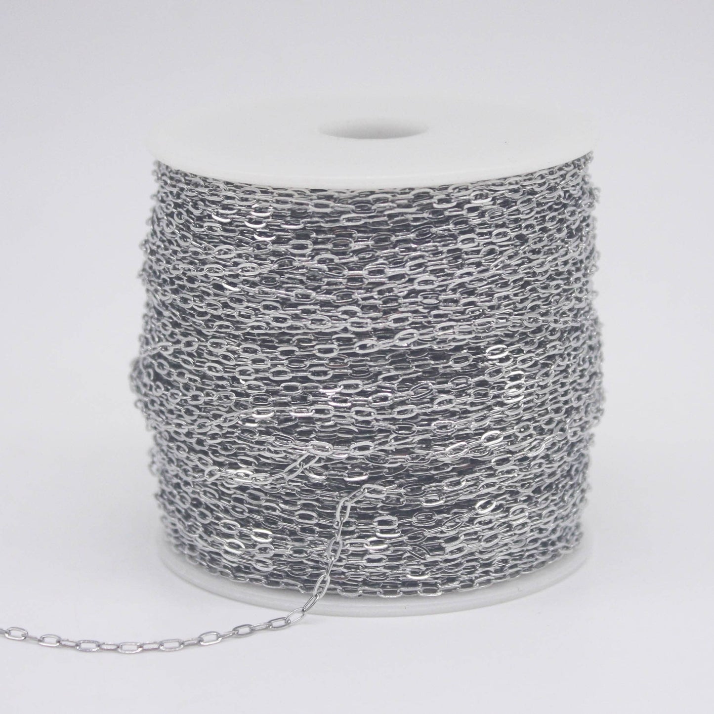 NEW - Stainless Steel chain bulk, 100 ft of Surgical Stainless Steel Soldered Sturdy Small Oval FLAT cable chain - 3.6x2.0mm SOLDERED Link