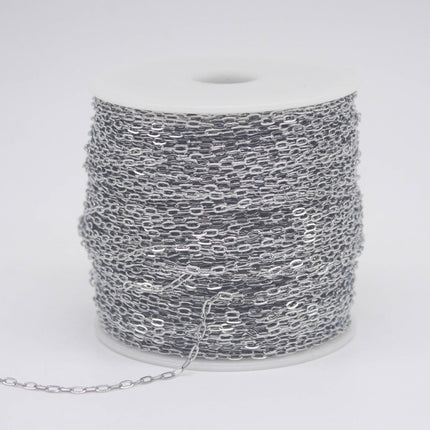NEW - Stainless Steel chain bulk, 30 ft of Surgical Stainless Steel Soldered Sturdy Small Oval FLAT cable chain - 3.6x2.0mm SOLDERED Link