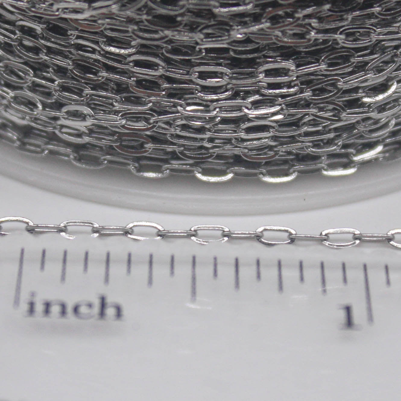 NEW - Stainless Steel chain bulk, 100 ft of Surgical Stainless Steel Soldered Sturdy Small Oval FLAT cable chain - 3.6x2.0mm SOLDERED Link