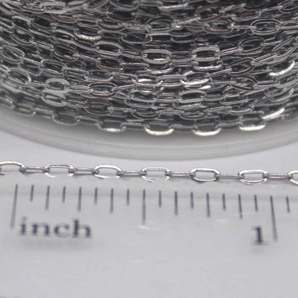 NEW - Stainless Steel chain bulk, 10 ft of Surgical Stainless Steel Soldered Sturdy Small Oval FLAT cable chain - 3.6x2.0mm SOLDERED Link
