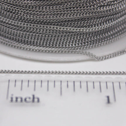 300 feet Stainless Steel SOLDERED MICRO Tiny Curb chain - 1.0mm Width Soldered Link Surgical Stainless Steel 316L Sturdy tiny curb chain