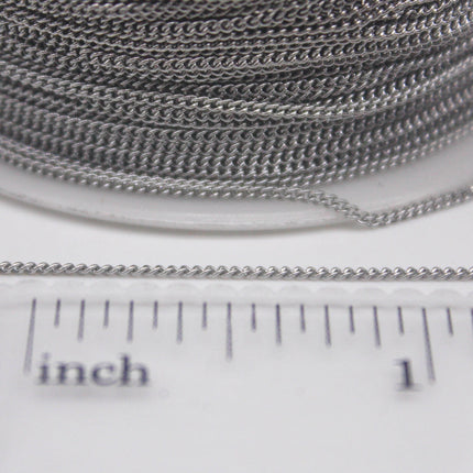 30 Ft Stainless Steel SOLDERED MICRO Tiny Curb chain - 1.0mm Width Soldered Link Surgical Stainless Steel 316L Sturdy tiny curb chain