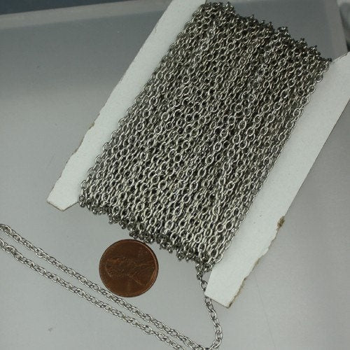 32 ft spool of Rhodium Plated Round cable chain - 3.8x2.7mm - unsoldered link - 3827CA