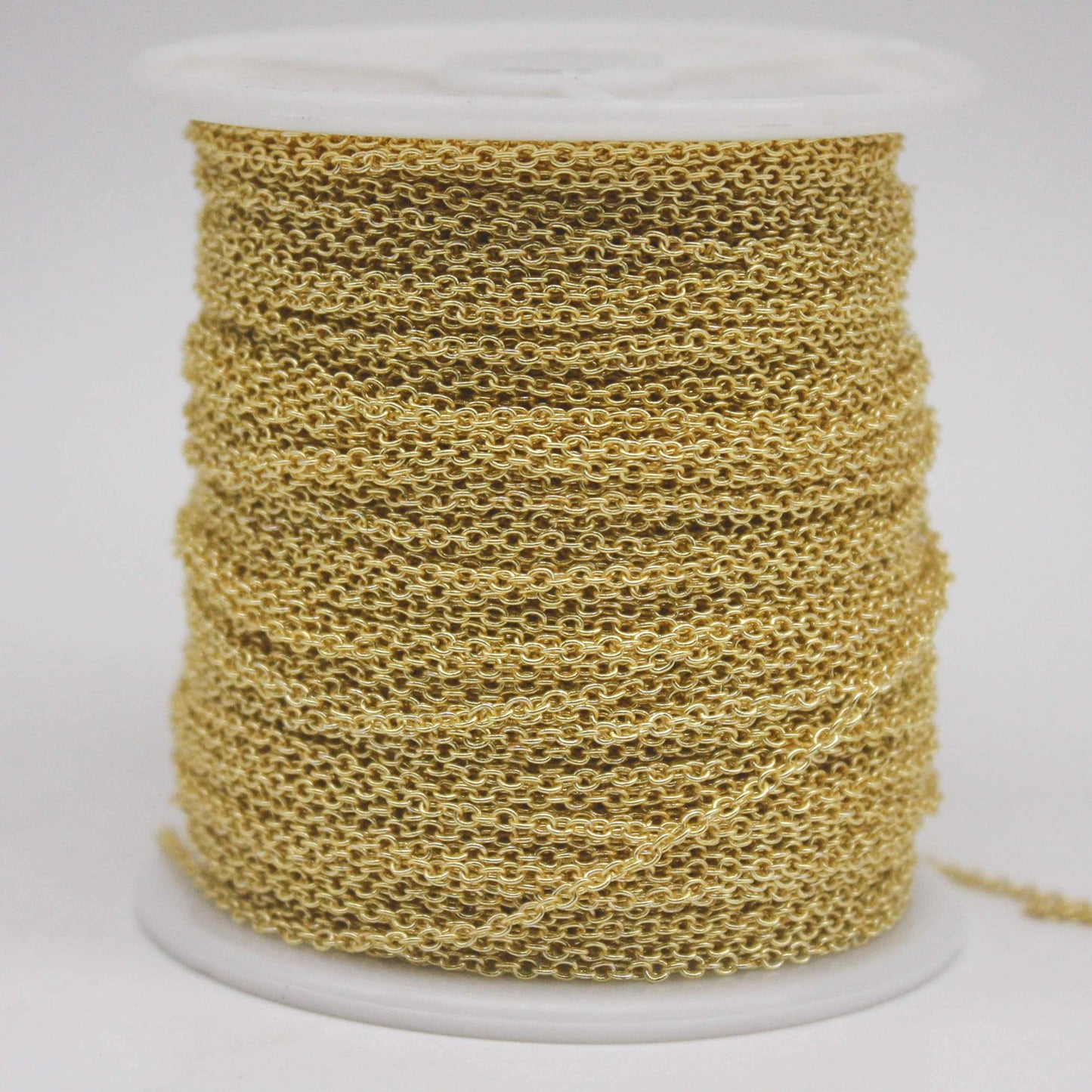 10 Ft. Non Tarnish Soldered Cable Chain - 18K Gold Plated Plain Cable Chain - 2.0x1.4mm Anti Tarnish Free Resistant Cable Chain - AT2014S