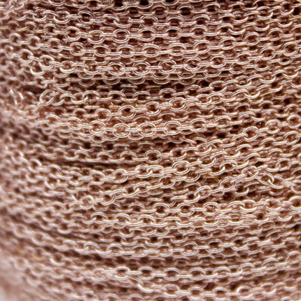 100 Ft. Non Tarnish Soldered Cable Chain - Rose Gold Plated Plain Cable Chain - 2.0x1.4mm Anti Tarnish Free Resistant Cable Chain - AT2014S