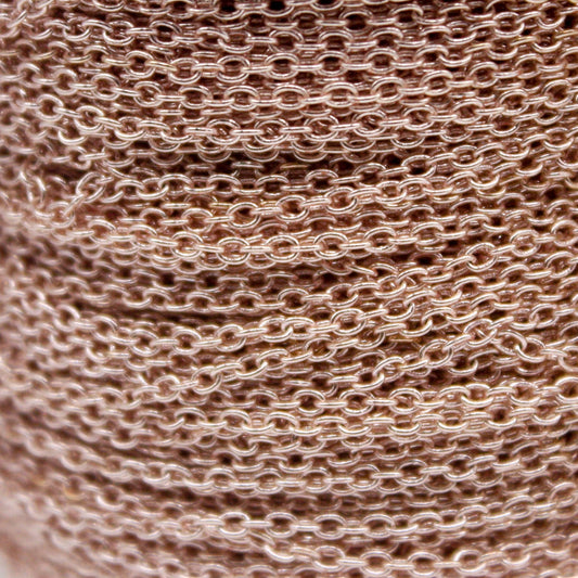 100 Ft. Non Tarnish Soldered Cable Chain - Rose Gold Plated Plain Cable Chain - 2.0x1.4mm Anti Tarnish Free Resistant Cable Chain - AT2014S