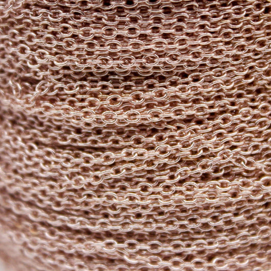 32 feet TARNISH Resistant Free Anti Tarnished Rose Gold Plated Plain Cable Chain - 2.0x1.4mm SOLDER - Soldered Link - AT2014S