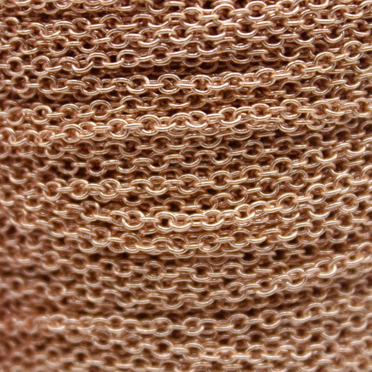 32 feet TARNISH Resistant Free Anti Tarnished Champagne (Pinky) Gold Plated Plain Cable Chain - 2.0x1.4mm SOLDER - Soldered Link - AT2014S