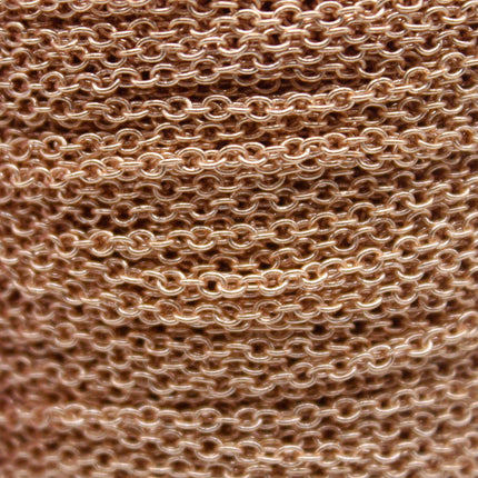 10 Ft. Non Tarnish Soldered Cable Chain - Champagne (Pinky) Gold Plated Plain Cable Chain - 2.0x1.4mm SOLDER - Soldered Link - AT2014S