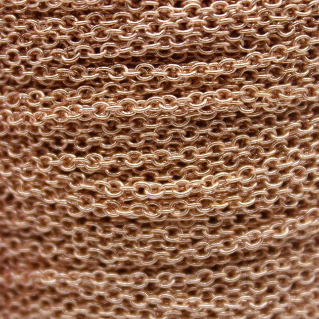 10 Ft. Non Tarnish Soldered Cable Chain - Champagne (Pinky) Gold Plated Plain Cable Chain - 2.0x1.4mm SOLDER - Soldered Link - AT2014S