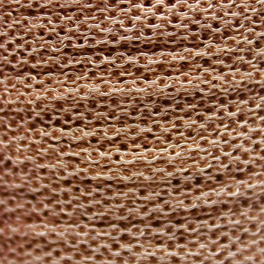 3 Ft. Non Tarnish Soldered Cable Chain - Champagne (Pinky) Gold Plated Plain Cable Chain - 2.0x1.4mm SOLDER - Soldered Link - AT2014S