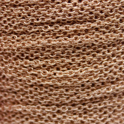 100 Ft. Non Tarnish Soldered Cable Chain - Champagne (Pinky) Gold Plated Plain Cable Chain - 2.0x1.4mm SOLDER - Soldered Link - AT2014S