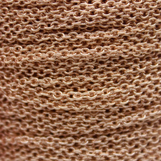 100 Ft. Non Tarnish Soldered Cable Chain - Champagne (Pinky) Gold Plated Plain Cable Chain - 2.0x1.4mm SOLDER - Soldered Link - AT2014S