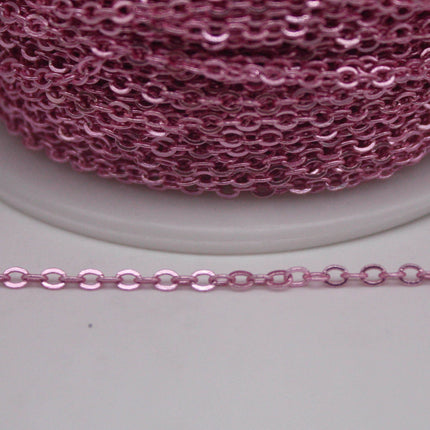 32 Ft Non Tarnish Flat Cable Chain - Pink Copper Micro Flat Chain - 3x1.7mm SOLDER - Anti Tarnish Free Resistant Soldered - AT317F
