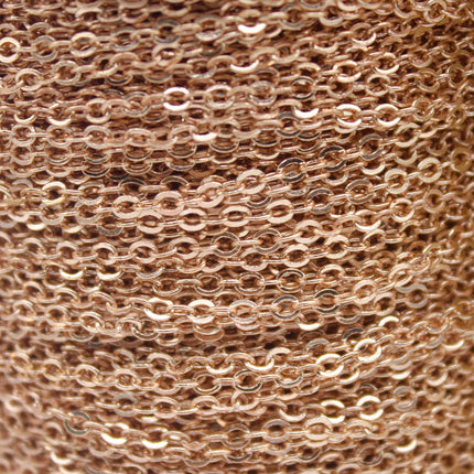 10 feet TARNISH Resistant Tarnish Free Anti Tarnished   Champagne (Pinky) Gold Flat Chain - 3x1.7mm SOLDER - Soldered AT317F
