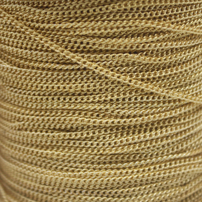 32 Ft Non Tarnish Curb Chain -  18K Gold Plated Solder Curb Chain - 1.6mm Link - Anti Tarnish Free Resistant Curb Chain - AT1.6S