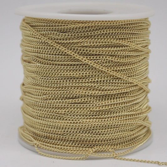 10 Ft Non Tarnish Curb Chain - 18K Gold Plated Solder Curb Chain - 1.6mm Link - Anti Tarnish Free Resistant Curb Chain - AT1.6S