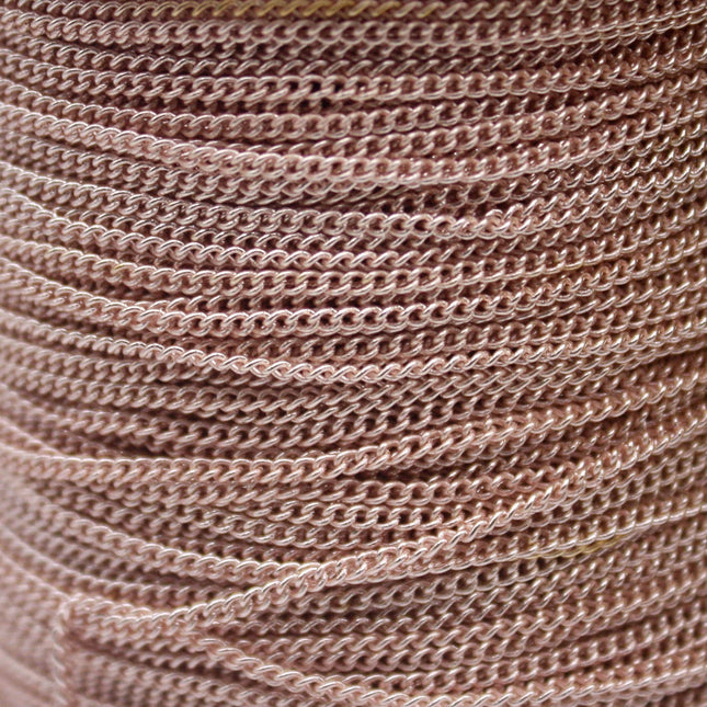 New 100 Non Tarnish Curb Chain - Rose Gold Plated Solder Curb Chain - 1.6mm Link - Anti Tarnish Free Resistant Curb Chain - AT1.6S