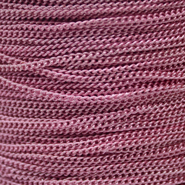 New 3 Non Tarnish Curb Chain - Pink Copper Plated Solder Curb Chain - 1.6mm Link -  Anti Tarnish Free Curb Chain - AT1.6S
