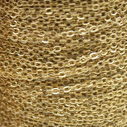 300 feet TARNISH Resistant Tarnish Free Anti Tarnished   22K Gold Flat Chain - 3x1.7mm SOLDER - Soldered Cable - AT317F