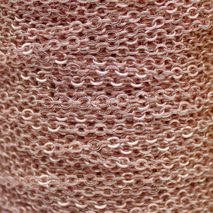 10 Ft Non Tarnish Flat Cable Chain Bulk - ROSE Gold Flat Cable Chain - 3.4x2.8mm SOLDERED Link - Anti Tarnish Free Resistant Chain - AT3428F