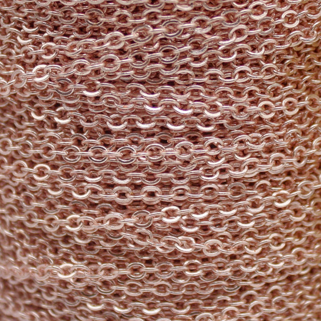 10 Ft Non Tarnish Flat Cable Chain Bulk - ROSE Gold Flat Cable Chain - 3.4x2.8mm SOLDERED Link - Anti Tarnish Free Resistant Chain - AT3428F