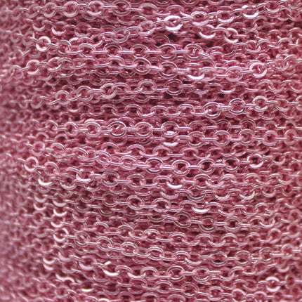 3 Ft Non Tarnish Flat Cable Chain Bulk - Pink Copper Plated Flat Cable Chain - 3.4x2.8mm SOLDERED Link - Anti Tarnish Free - AT3428F