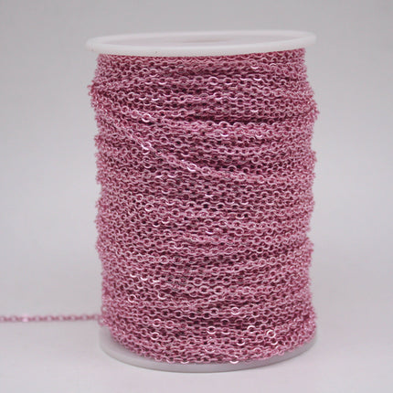 3 Ft Non Tarnish Flat Cable Chain Bulk - Pink Copper Plated Flat Cable Chain - 3.4x2.8mm SOLDERED Link - Anti Tarnish Free - AT3428F