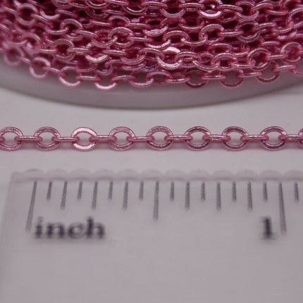 3 Ft Non Tarnish Flat Cable Chain Bulk - Pink Copper Plated Flat Cable Chain - 3.4x2.8mm SOLDERED Link - Anti Tarnish Free - AT3428F