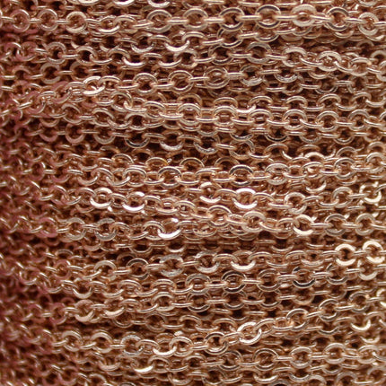 100 Ft Non Tarnish Flat Cable Chain Bulk - Champagne Gold Flat Cable Chain - 3.4x2.8mm SOLDERED Link - Anti Tarnish Free Resistant - AT3428F