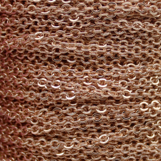 100 Ft Non Tarnish Flat Cable Chain Bulk - Champagne Gold Flat Cable Chain - 3.4x2.8mm SOLDERED Link - Anti Tarnish Free Resistant - AT3428F