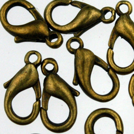 100 pcs of Antique Brass Lobster Clasp - 12mm - 12x7mm Antique Bronze Parrot Clasps Lobster Claw Clasp