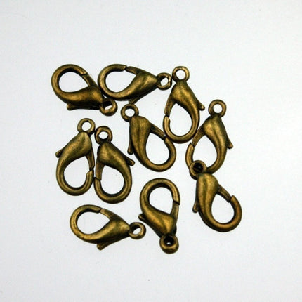 100 pcs of Antique Brass Lobster Clasp - 12mm - 12x7mm Antique Bronze Parrot Clasps Lobster Claw Clasp