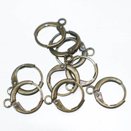 Leverback Earring 30 Pcs - ROUND Bulk  Antique Brass - High Quality Sturdy Dedicated Round Earring Ear Wire Hook - 12mm Width - ELR12