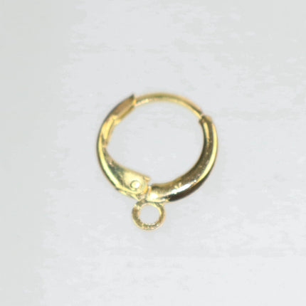 Anti tarnish Gold Leverback Earring 10 Pcs, 24K Gold Plated - High Quality Sturdy Dedicated Round Earring Ear Wire - 12mm Width - ELR12