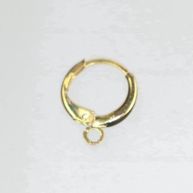 Anti tarnish Gold Leverback Earring 10 Pcs, 24K Gold Plated - High Quality Sturdy Dedicated Round Earring Ear Wire - 12mm Width - ELR12