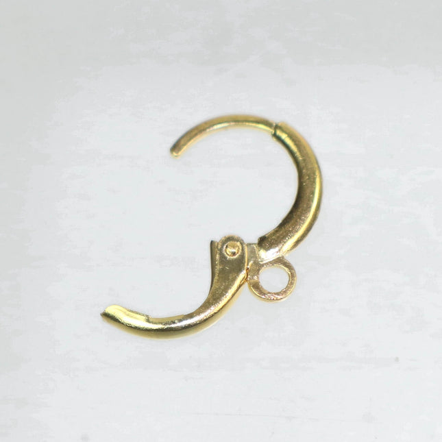 Anti tarnish Gold Leverback Earring 10 Pcs, 24K Gold Plated - High Quality Sturdy Dedicated Round Earring Ear Wire - 12mm Width - ELR12