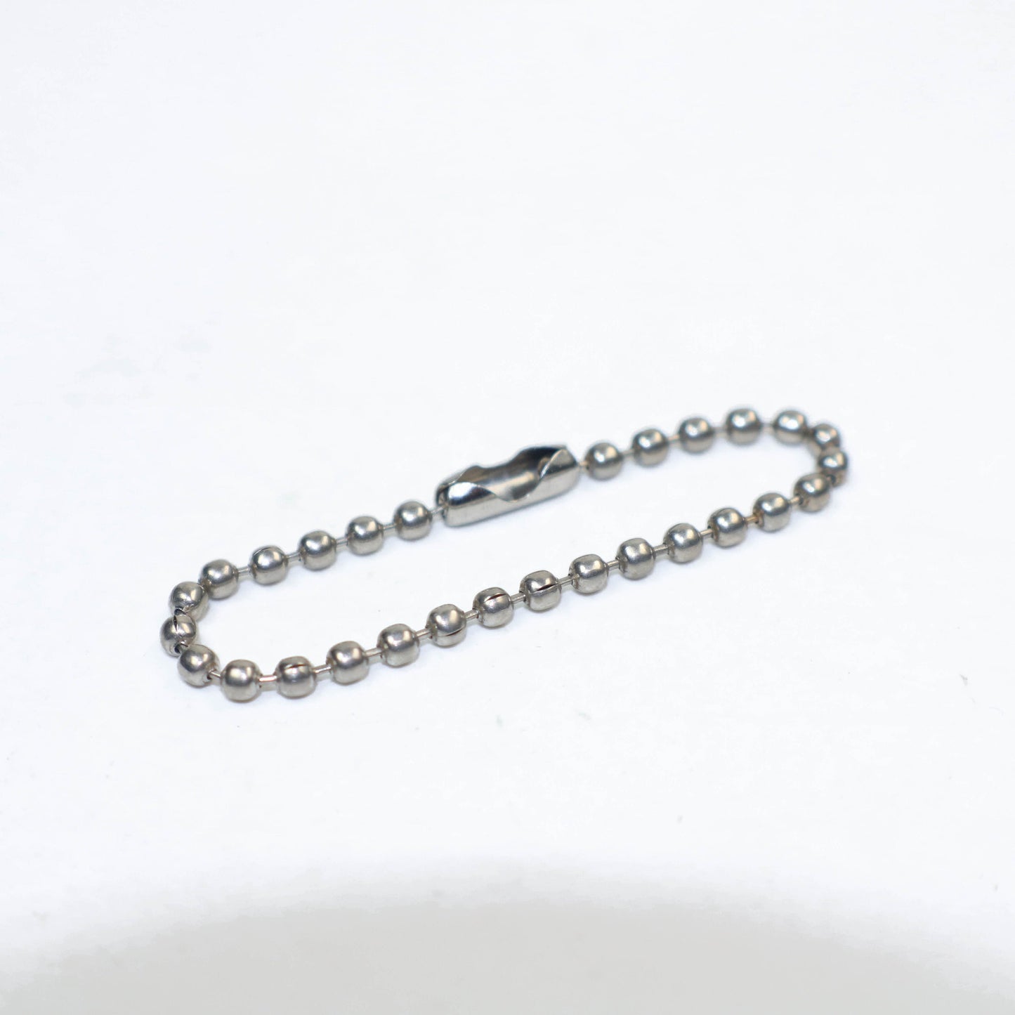 100 Pcs -  Keychain - 8cm - 2.4mm Ball Chain Rhodium Plated With Snap On Hooks