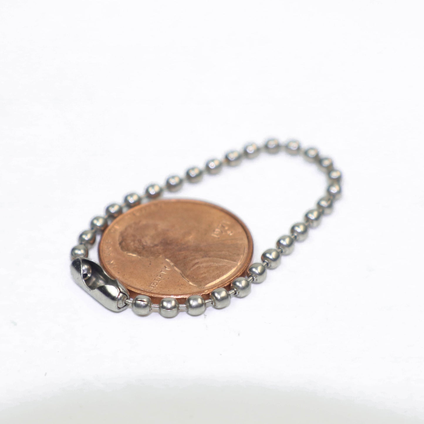 100 Pcs -  Keychain - 8cm - 2.4mm Ball Chain Rhodium Plated With Snap On Hooks