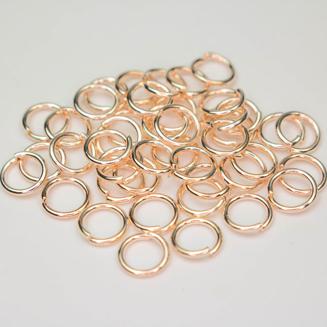 Rose Gold Jump Ring Bulk Open Link - 6mm - 100 Pcs - 0.8mm 20G 20 Gauge Thickness - Round Jewelry Finding Making Connector Jumpring 8x6mm