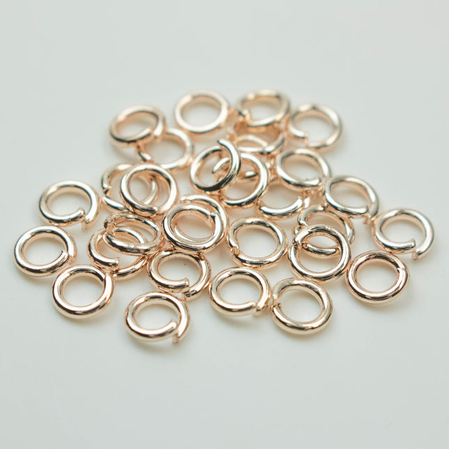 Rose Gold Jump Ring Bulk Open Link - 5mm - 200 Pcs - 0.7mm 21G 21 Gauge Thickness - Round Jewelry Finding Making Connector Jumpring - 7x5mm