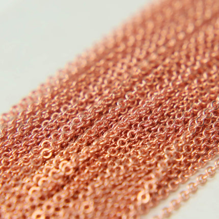 3 feet TARNISH Resistant Free Anti Tarnished - Bright Copper Plated Micro Flat Chain - 2mm 2x1.4mm SOLDER - little Small Soldered AT214F