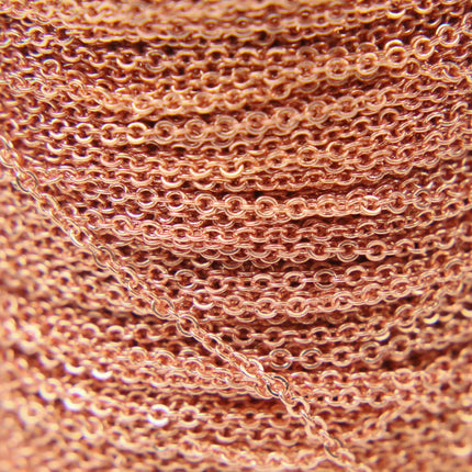 300 feet TARNISH Resistant Free Anti Tarnished - Bright Copper Plated Micro Flat Chain - 2mm 2x1.4mm SOLDER - little Small Soldered AT214F