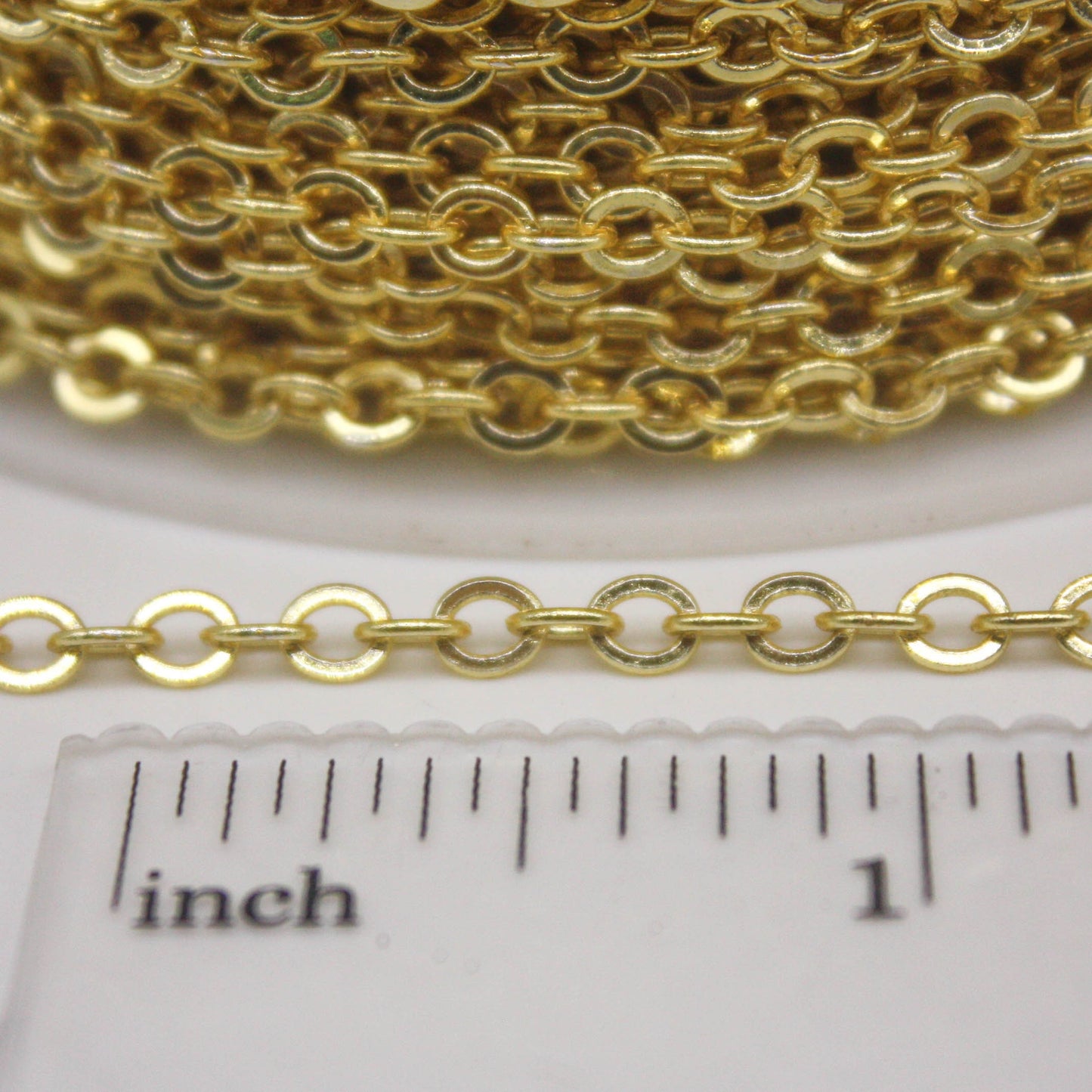 32 Ft Non Tarnish Big Chunky Flat Chain - 18K Gold Plated Flat Cable Chain Sturdy SOLDERED Heavy Chain 4X5mm 22Gauge 22G - AT45F