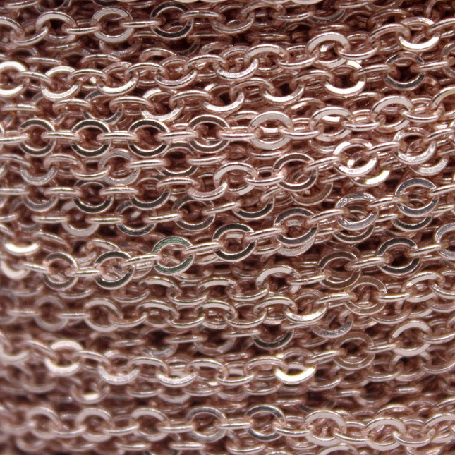 100 Ft Non Tarnish Big Chunky Flat Chain - Rose Gold Plated Flat Cable Chain Sturdy SOLDERED Heavy Chain 4X5mm 22Gauge 22G - AT45F