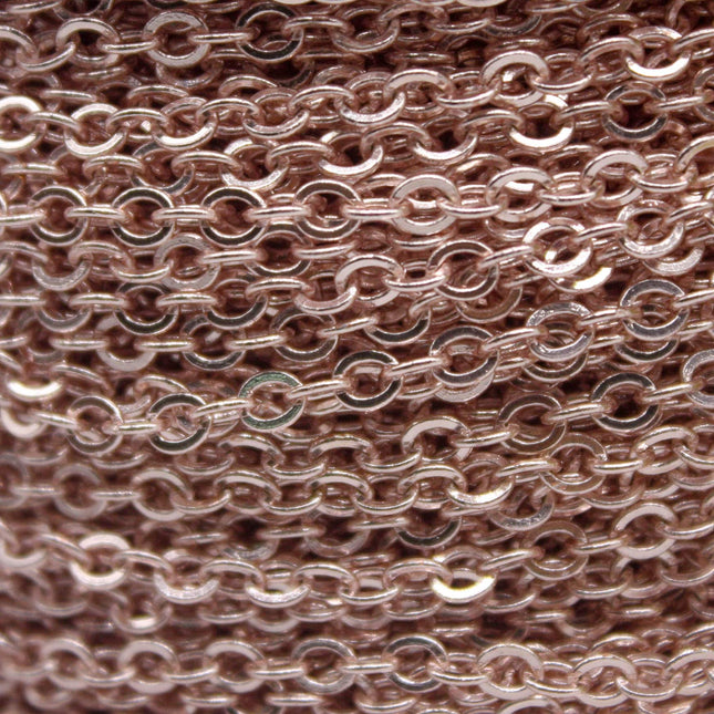 3 Ft Non Tarnish Big Chunky Flat Chain - Rose Gold Plated Flat Cable Chain Sturdy SOLDERED Heavy Chain 4X5mm 22Gauge 22G - AT45F