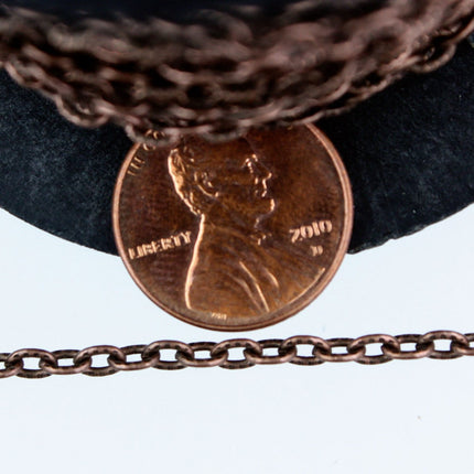 50 ft Antique Copper Texture Cable Chain - 4X3mm unsoldered link - Copper texture flat chain - 43TEX