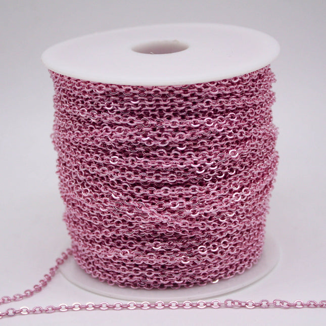 10 Ft Non Tarnish Big Chunky Flat Chain - Pink Copper Plated Flat Cable Chain Sturdy SOLDERED Heavy Chain 4X5mm 22Gauge 22G - AT45F