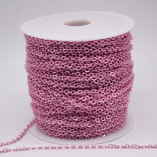 100 Ft Non Tarnish Big Chunky Flat Chain - Pink Copper Plated Flat Cable Chain Sturdy SOLDERED Heavy Chain 4X5mm 22Gauge 22G - AT45F