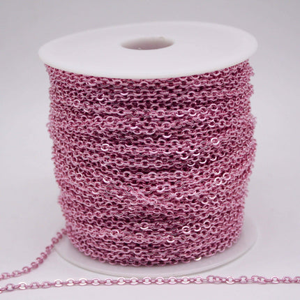 3 Ft Non Tarnish Big Chunky Flat Chain - Pink Copper Plated Flat Cable Chain Sturdy SOLDERED Heavy Chain 4X5mm 22Gauge 22G - AT45F